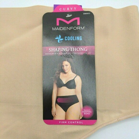 Maidenform Curvy Cooling Shaping Thong Firm Control Beige Plus Size 2X NEW - Picture 9 of 10